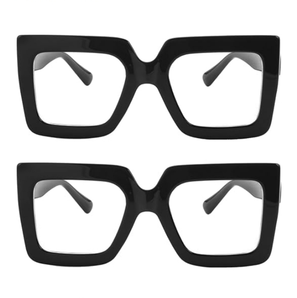 Oversized Square Blue Light Computer Eyewear Non-Prescription Black Set